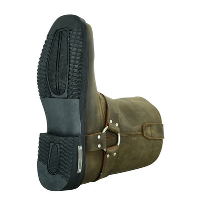 Men's Side Zipper Harness Waterproof Boots- Brown