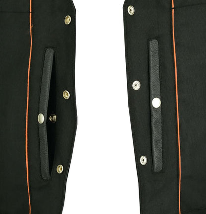 Men's Western Style Milled Single Back Panel Leather Vest - Black