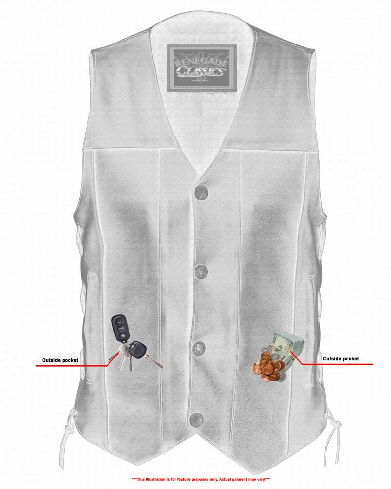 Men's Classic Western "Hawk" Black Leather Motorcycle Vest