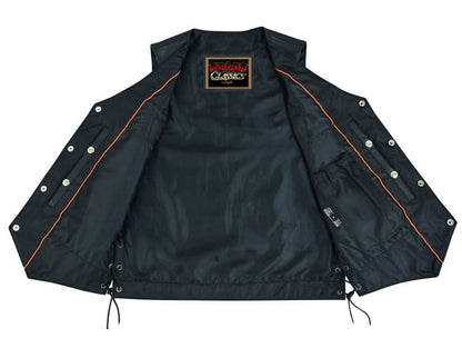 Men's Classic Western "Hawk" Black Leather Motorcycle Vest