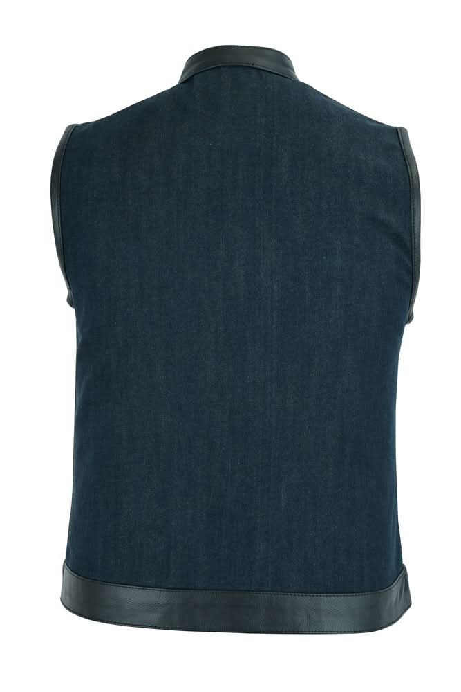 Women's Broken Blue Rough Rub-Off Raw Finish Denim Vest