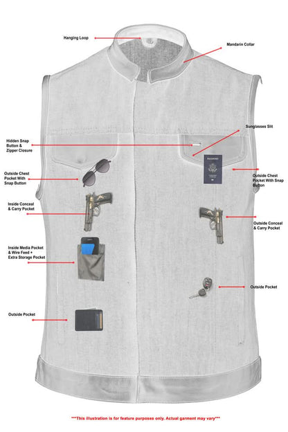 Women's Broken Blue Rough Rub-Off Raw Finish Denim Vest