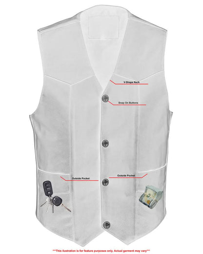 Men's Western Style vest with Buffalo Nickel Head Snaps