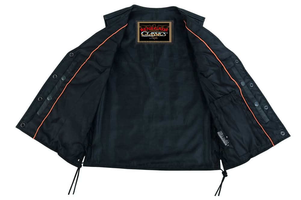 Women's leather motorcycle vest - Satin lined