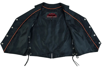 Women's Leather Western Vest with Braided Accent and Laced Sides