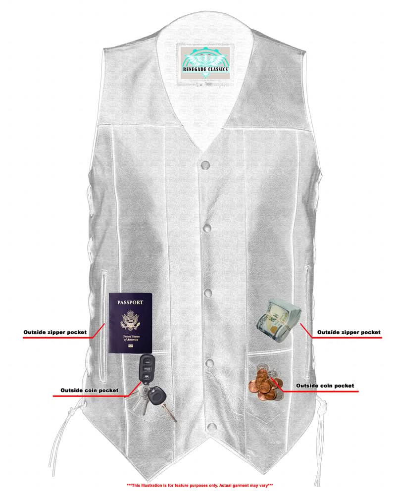 Men's Western Style Ten Pocket Utility Black Vest - TALL