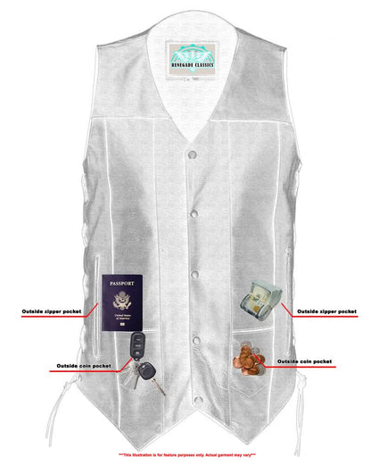 Men's Western Style Ten Pocket Utility Black Vest - TALL