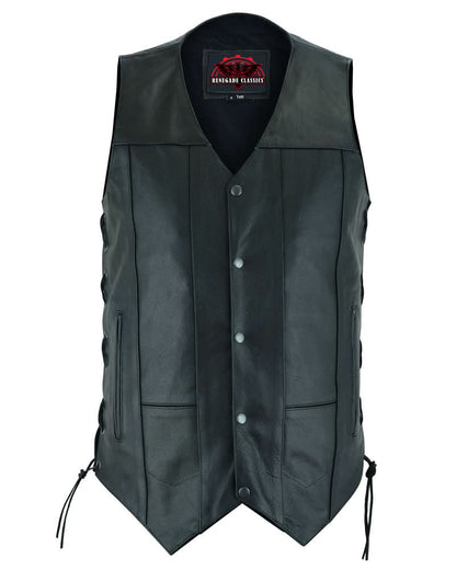 Men's Western Style Ten Pocket Utility Black Vest - TALL