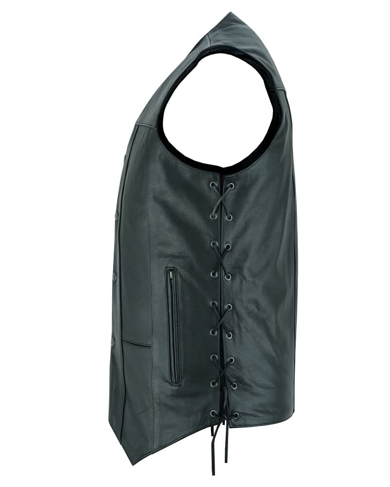 Men's Western Style Ten Pocket Utility Black Vest - TALL