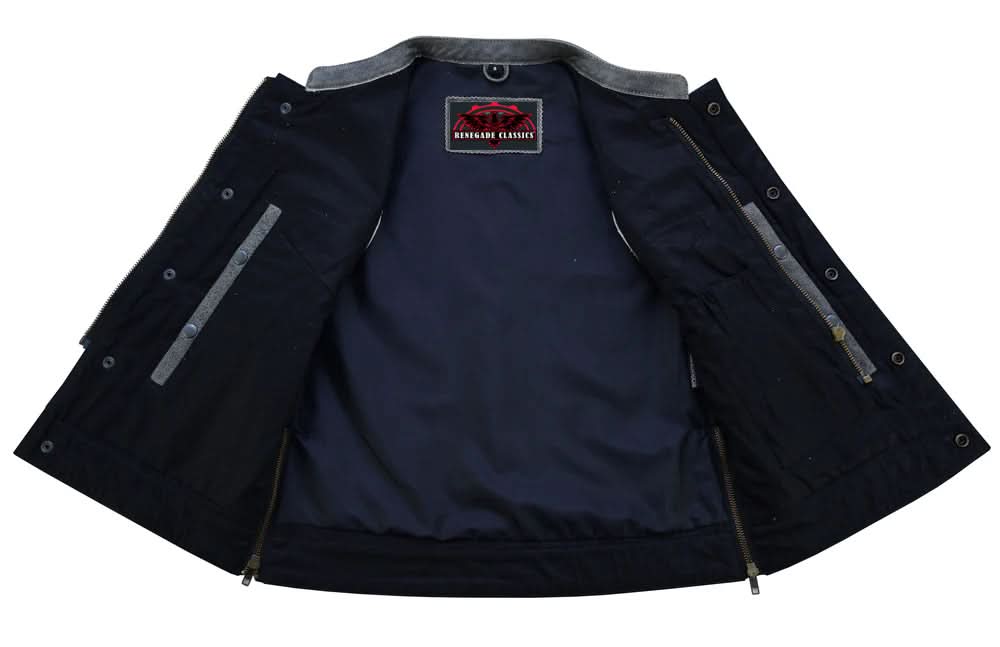 Women's Premium Gray Leather Club Style Vest- Single Back Panel