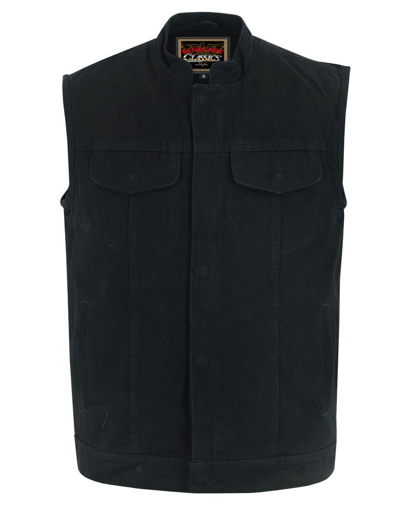 Men's Black Denim Motorcycle Vest- Weston