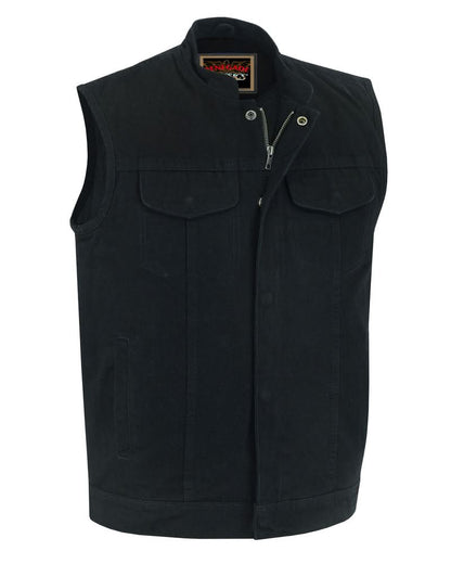 Men's Black Denim Motorcycle Vest- Weston