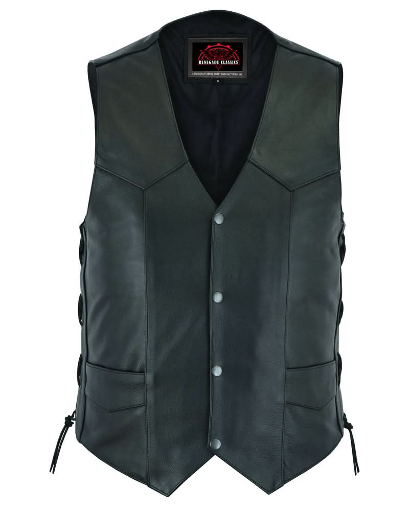 Men's Economy Vest, Side Lace - Black