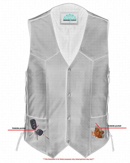 Men's Economy Vest, Side Lace - Black