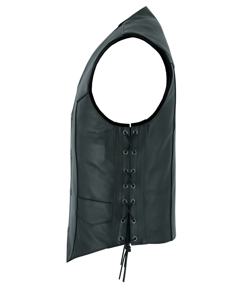 Men's Economy Vest, Side Lace - Black