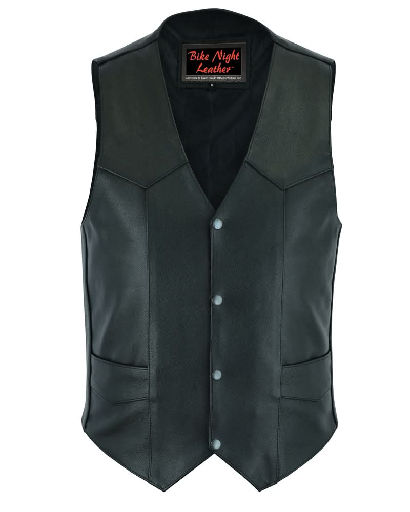 Men's Western Style Plain Economy Vest - Black