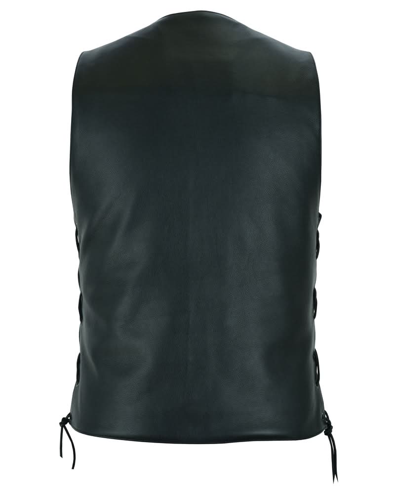 Men's Classic Western "Hawk" Black Leather Motorcycle Vest