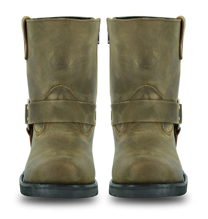 Men's Side Zipper Harness Waterproof Boots- Brown