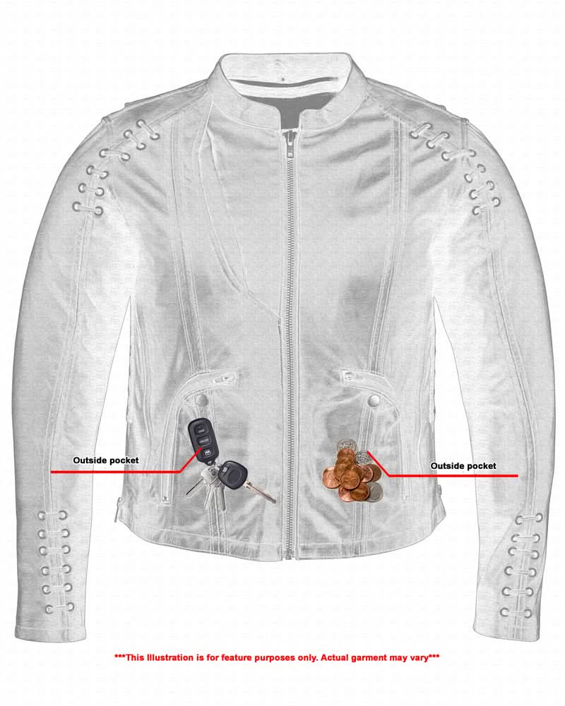 Women's Stylish Jacket with Grommet and Lacing Accents
