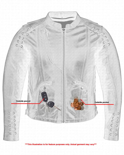 Women's Stylish Jacket with Grommet and Lacing Accents