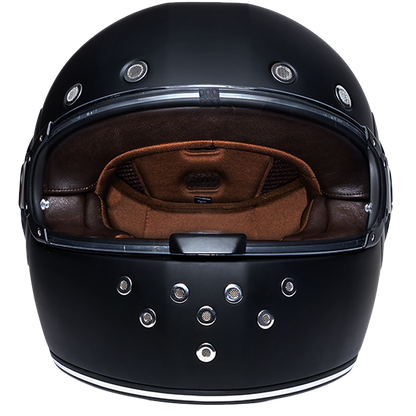 DOT Daytona Retro Full Face Motorcycle Helmet: Vintage Style for Men, Women, & Youth - Dull Black W/ Dull Black Accents
