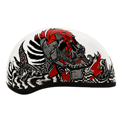 DOT Approved Daytona Motorcycle Half Face Helmet - Skull Cap Graphics for Men & Women, Scooters, ATVs, UTVs & Choppers - W/ Rockin' Reaper