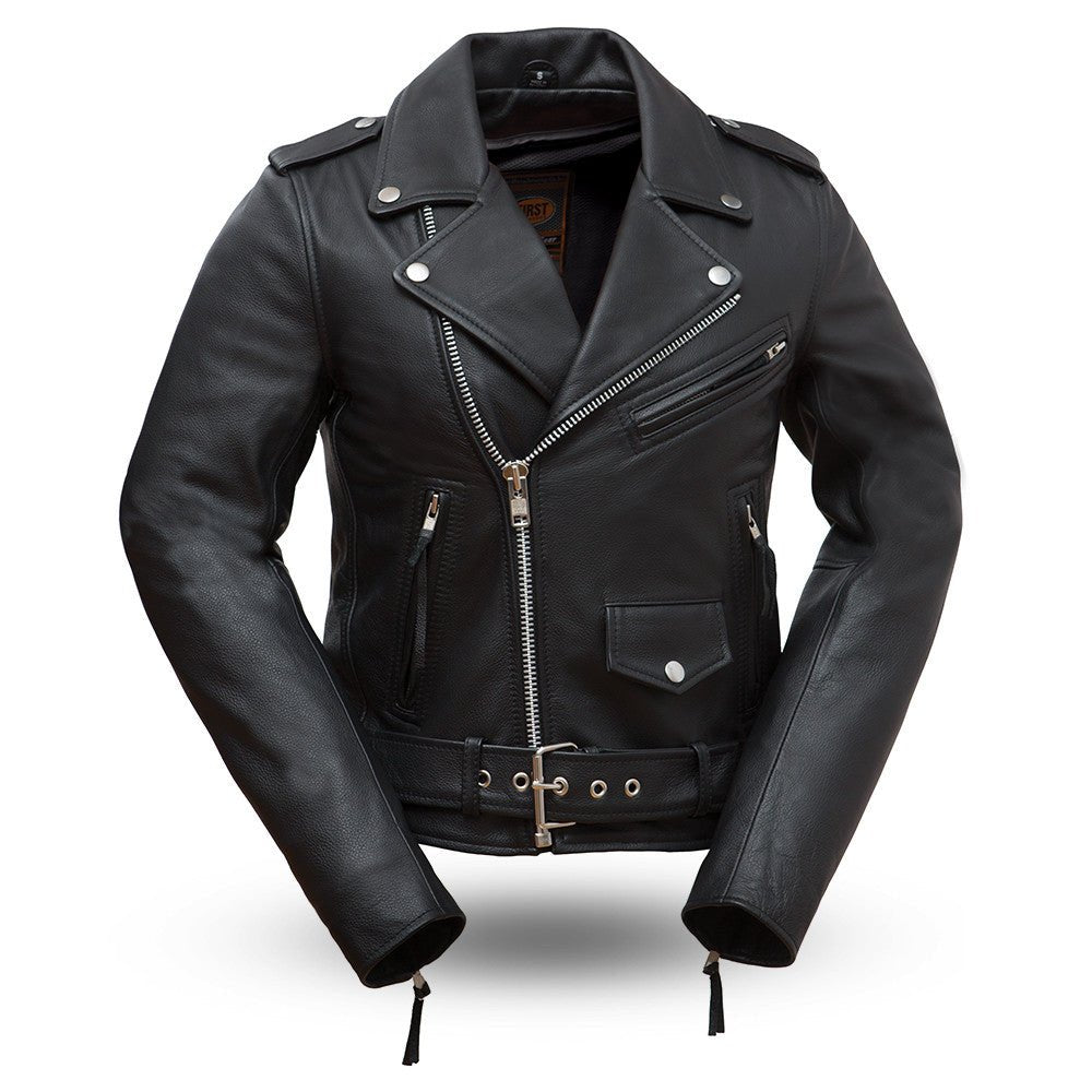 Women's Classic Motorcycle Leather Riding Jacket- "Rockstar"