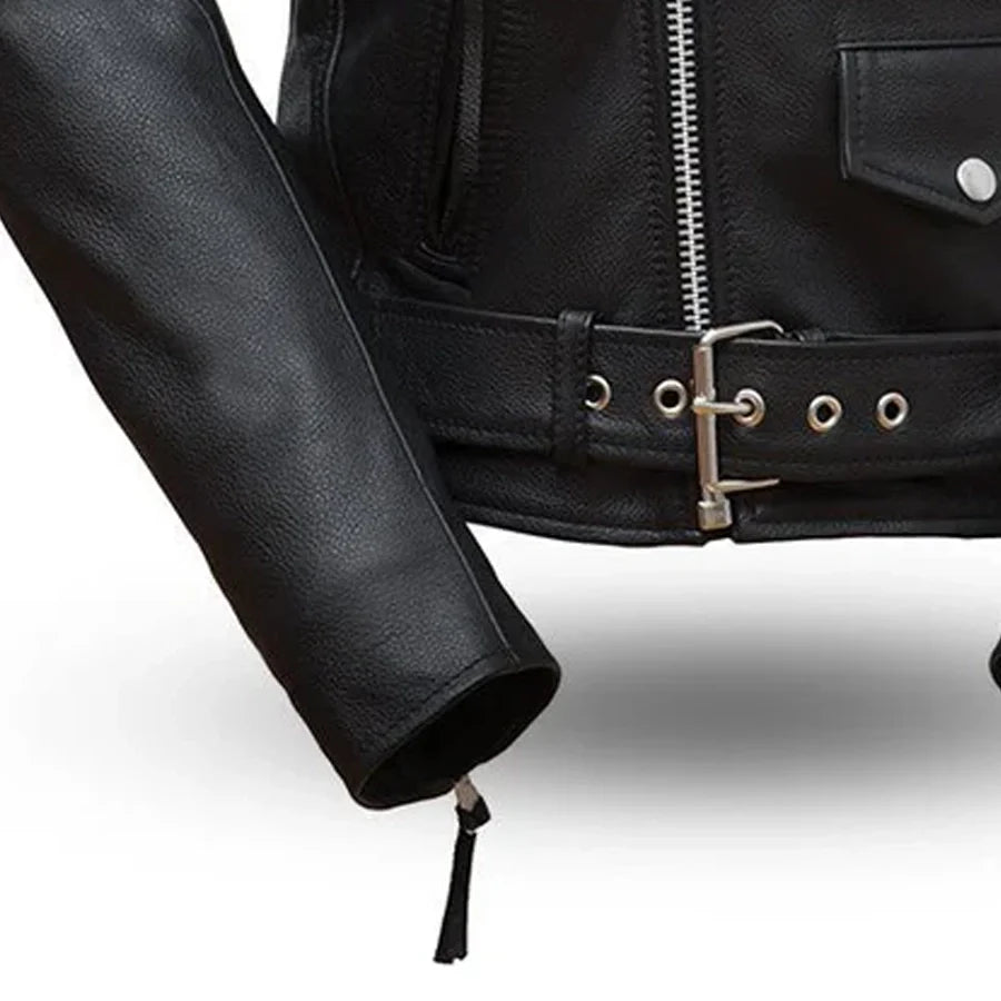 Women's Classic Motorcycle Leather Riding Jacket- "Rockstar"