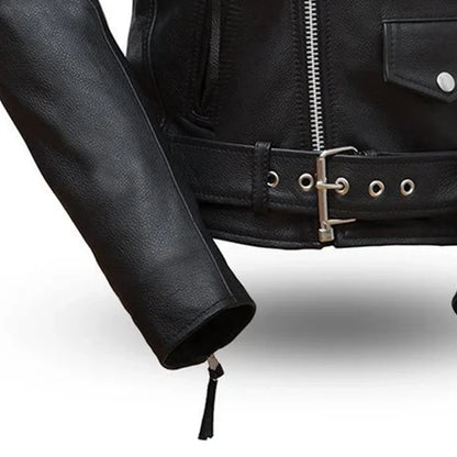 Women's Classic Motorcycle Leather Riding Jacket- "Rockstar"