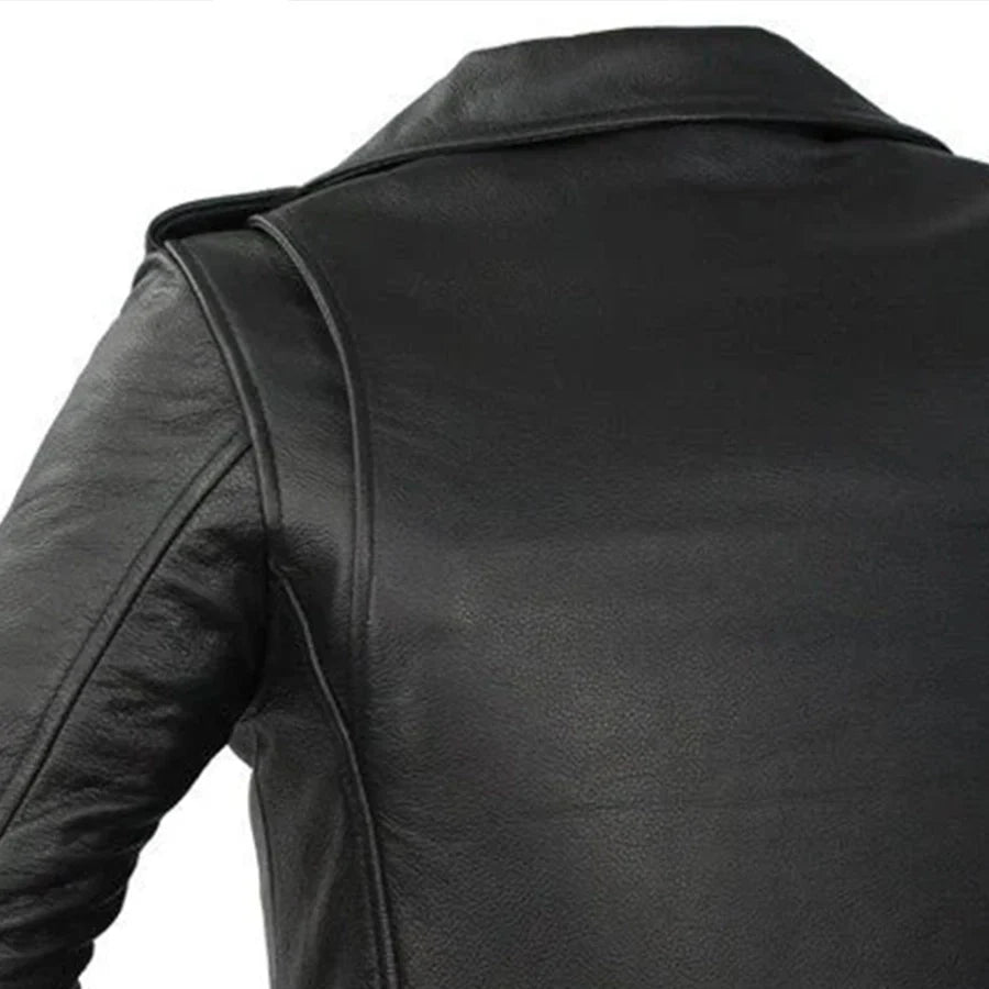 Women's Classic Motorcycle Leather Riding Jacket- "Rockstar"