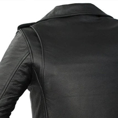 Women's Classic Motorcycle Leather Riding Jacket- "Rockstar"