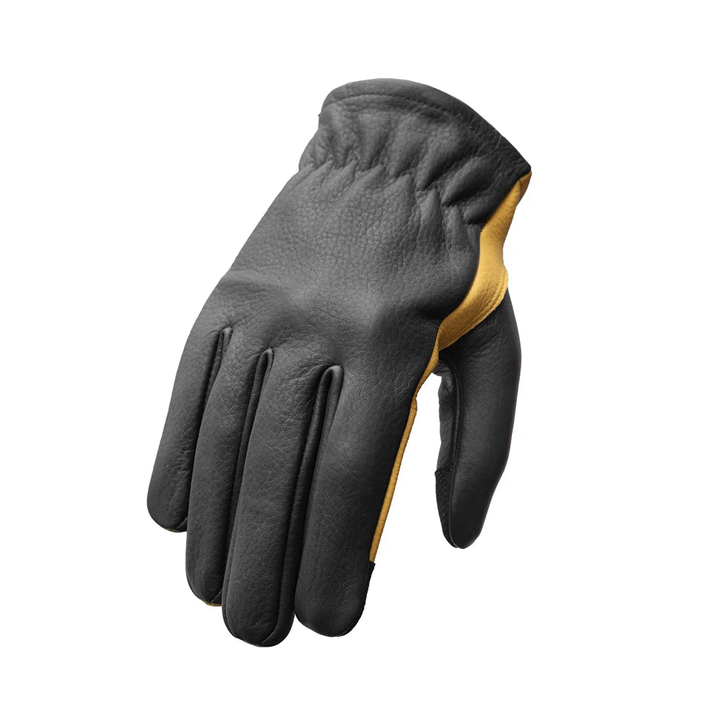 Men's Two-tone Roper Leather Motorcycle Gloves