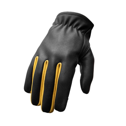 Men's Two-tone Roper Leather Motorcycle Gloves