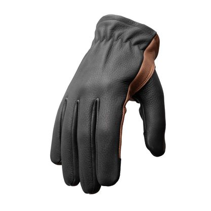 Men's Two-tone Roper Leather Motorcycle Gloves