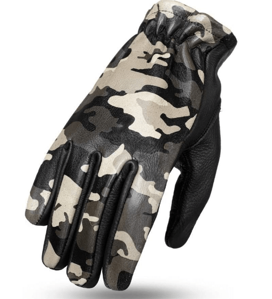 Men's Two-tone Roper Leather Motorcycle Gloves