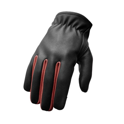 Men's Two-tone Roper Leather Motorcycle Gloves