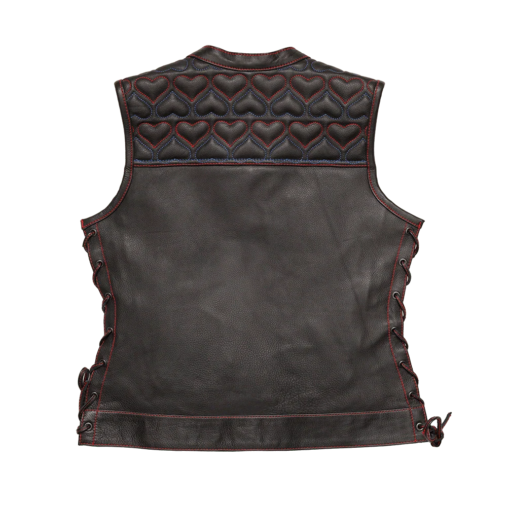 Women’s Leather Club Style Motorcycle Vest- Rosie