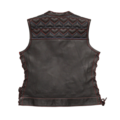 Women’s Leather Club Style Motorcycle Vest- Rosie