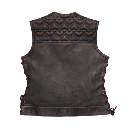 Women’s Leather Club Style Motorcycle Vest- Rosie