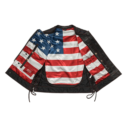 Women’s Leather Club Style Motorcycle Vest- Rosie