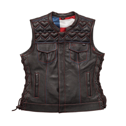 Women’s Leather Club Style Motorcycle Vest- Rosie