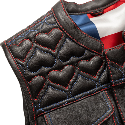Women’s Leather Club Style Motorcycle Vest- Rosie