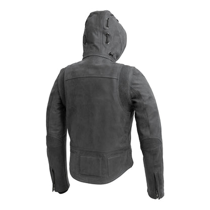 Women's Leather Motorcycle Club Style Riding Jacket- "RYBAK"