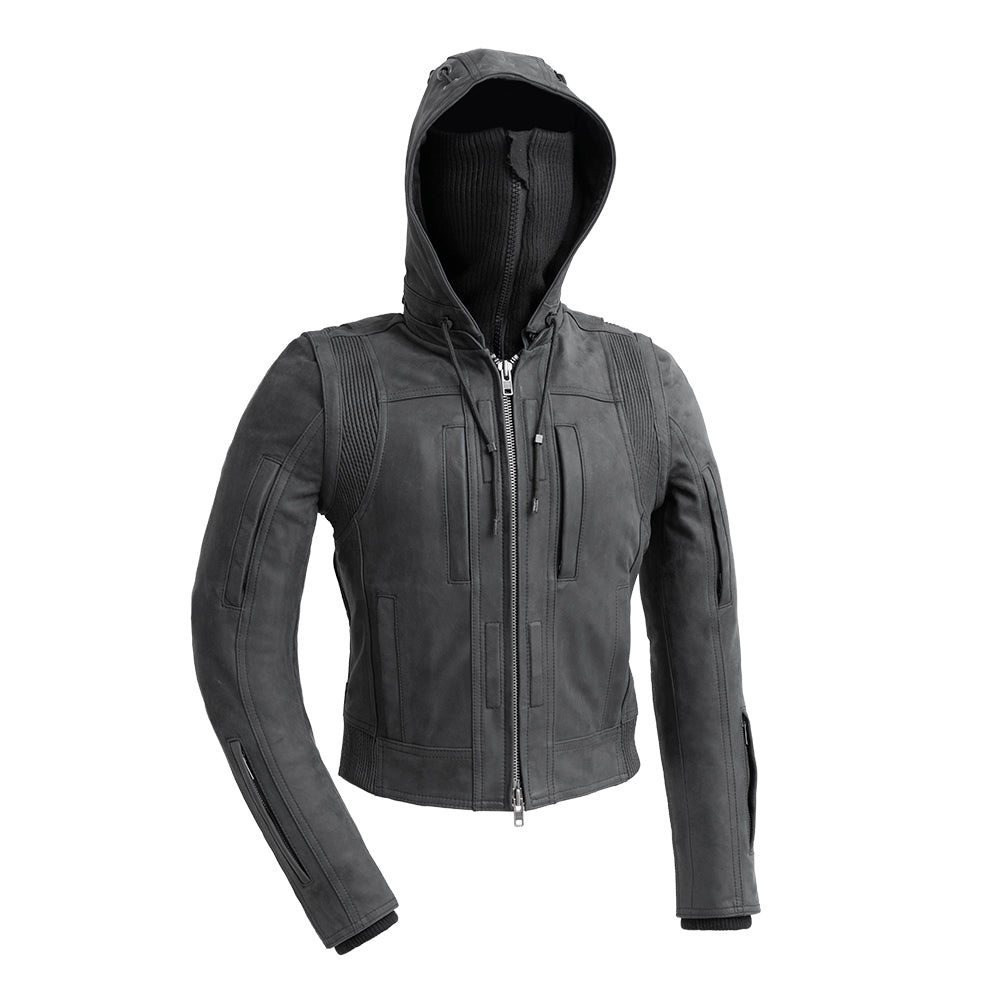 Women's Leather Motorcycle Club Style Riding Jacket- "RYBAK"