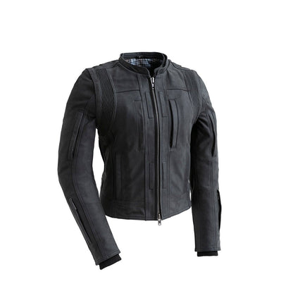 Women's Leather Motorcycle Club Style Riding Jacket- "RYBAK"