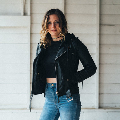 Women's Leather Motorcycle Riding Jacket- "Ryman"