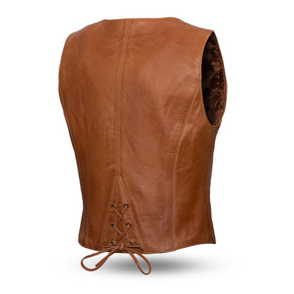 Women's Western Style Leather Motorcycle Vest- Savannah