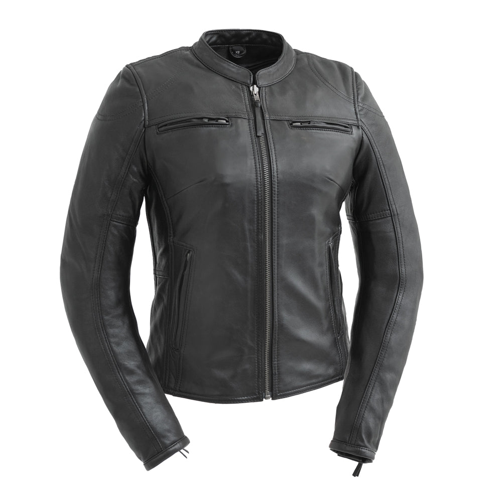 Women's Motorcycle Leather Riding Jacket- "Supastar"
