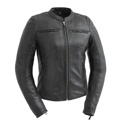 Women's Motorcycle Leather Riding Jacket- "Supastar"