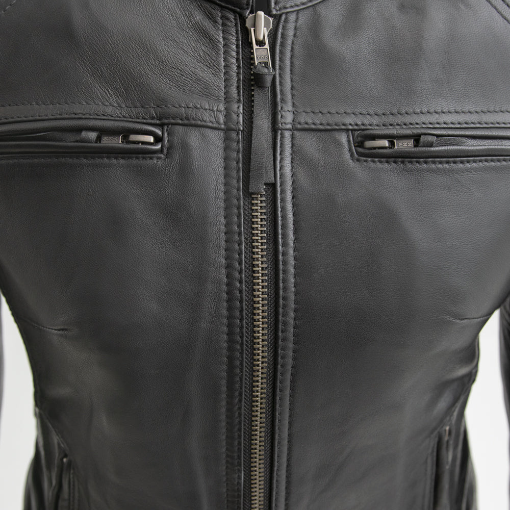 Women's Motorcycle Leather Riding Jacket- "Supastar"